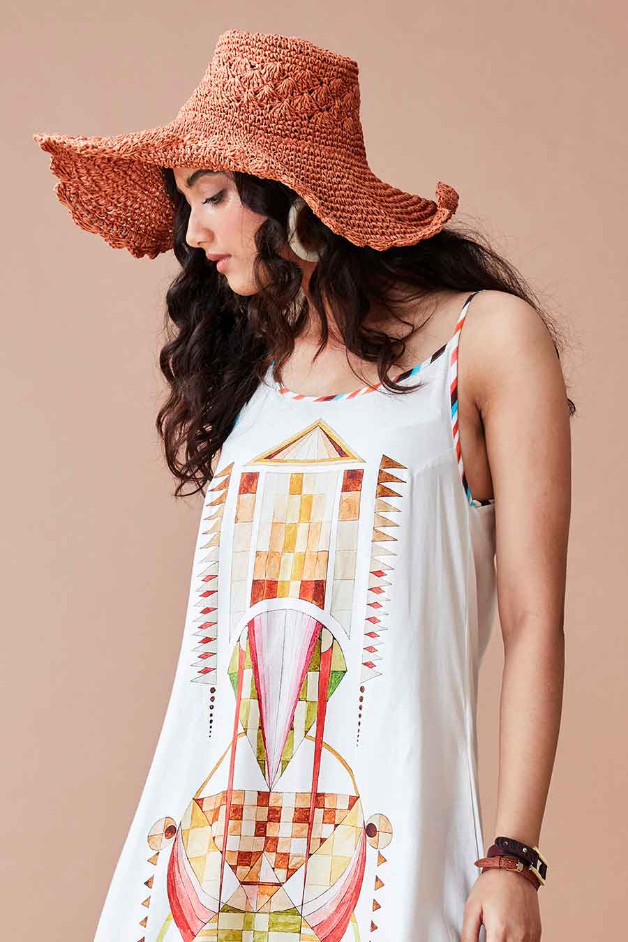 Aska Triad Printed White Maxi Dress