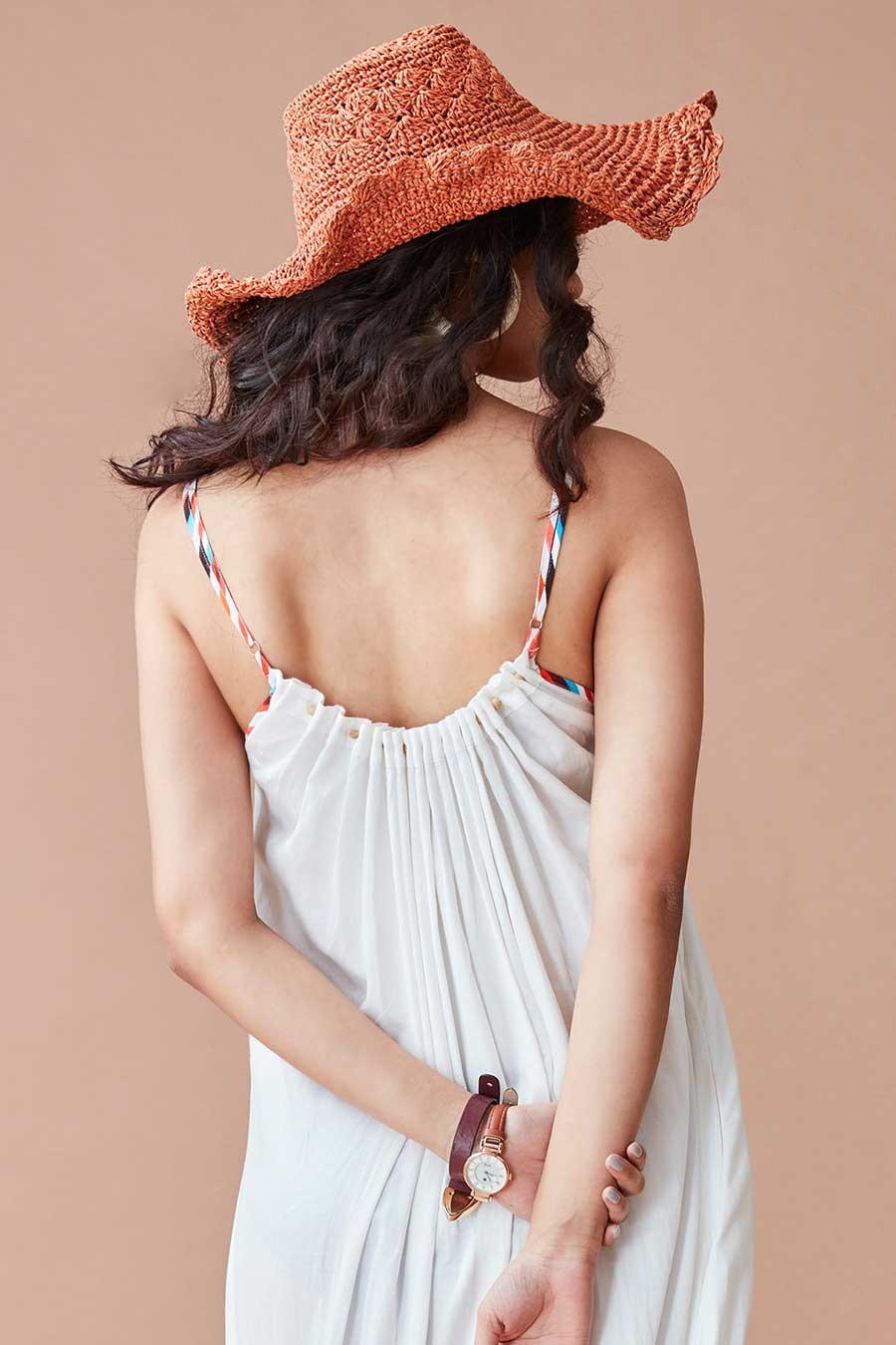 Aska Triad Printed White Maxi Dress