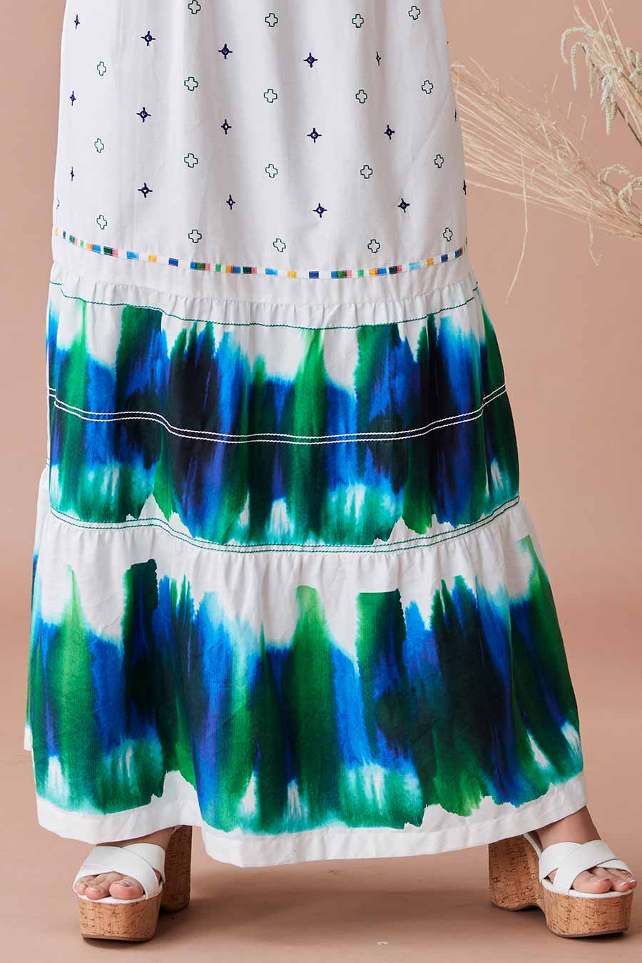 Jaee White & Blue Overlap Dress