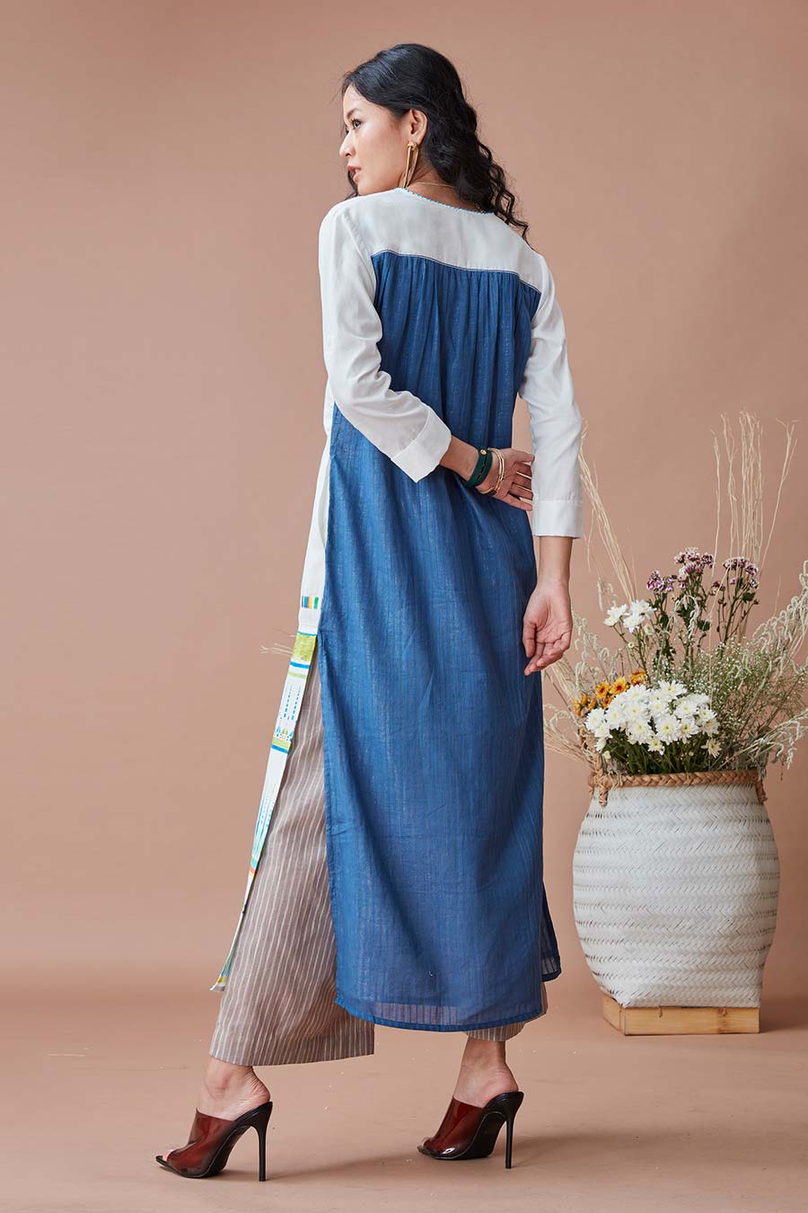 Olea White & Blue Kurta Tunic