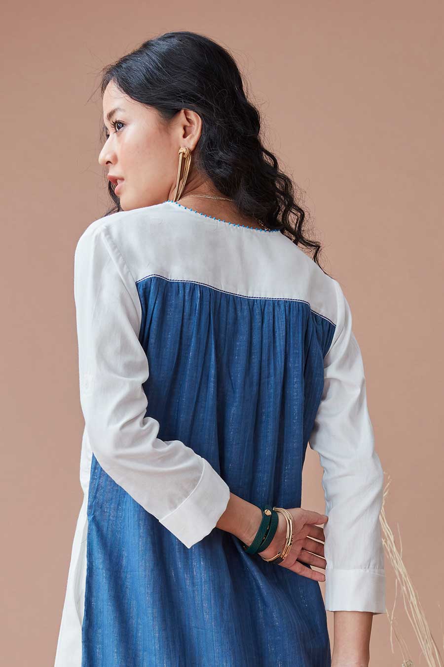 Olea White & Blue Kurta Tunic