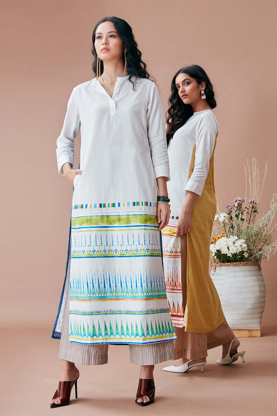 Olea White & Blue Kurta Tunic