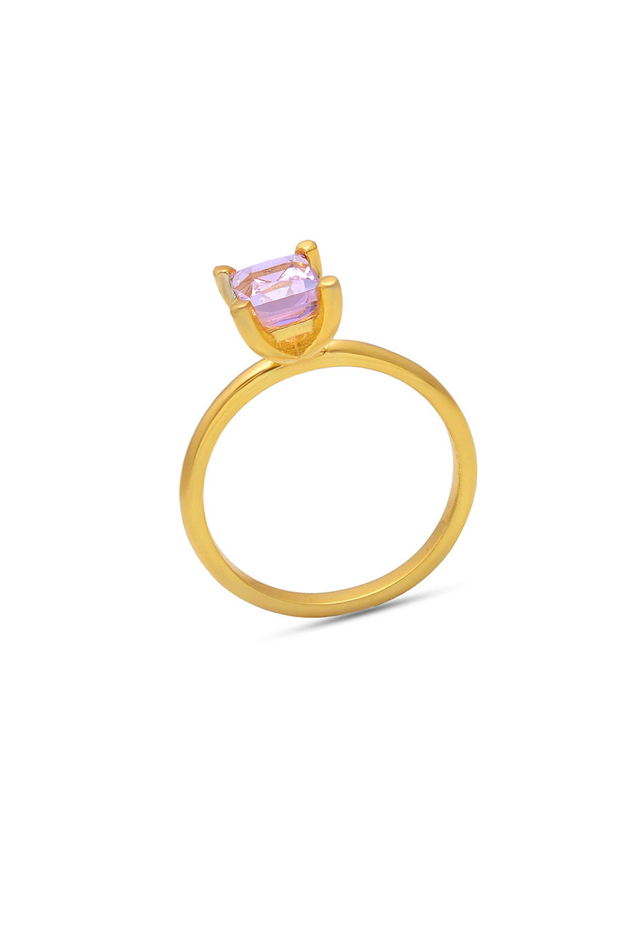 Morganite Octagon Solitaire Ring in 925 Silver