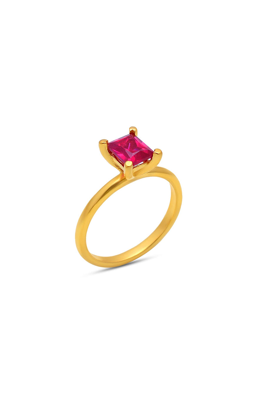 Genuine Ruby Solitaire Ring in 925 Silver