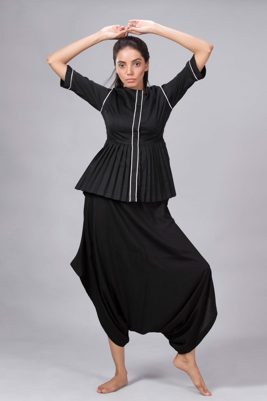 Black Peplum Shirt Top