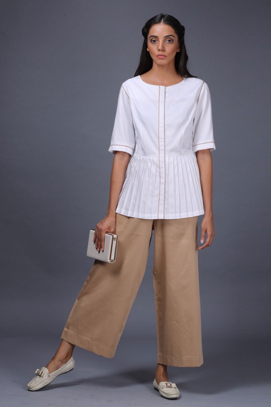 White Peplum Shirt Top