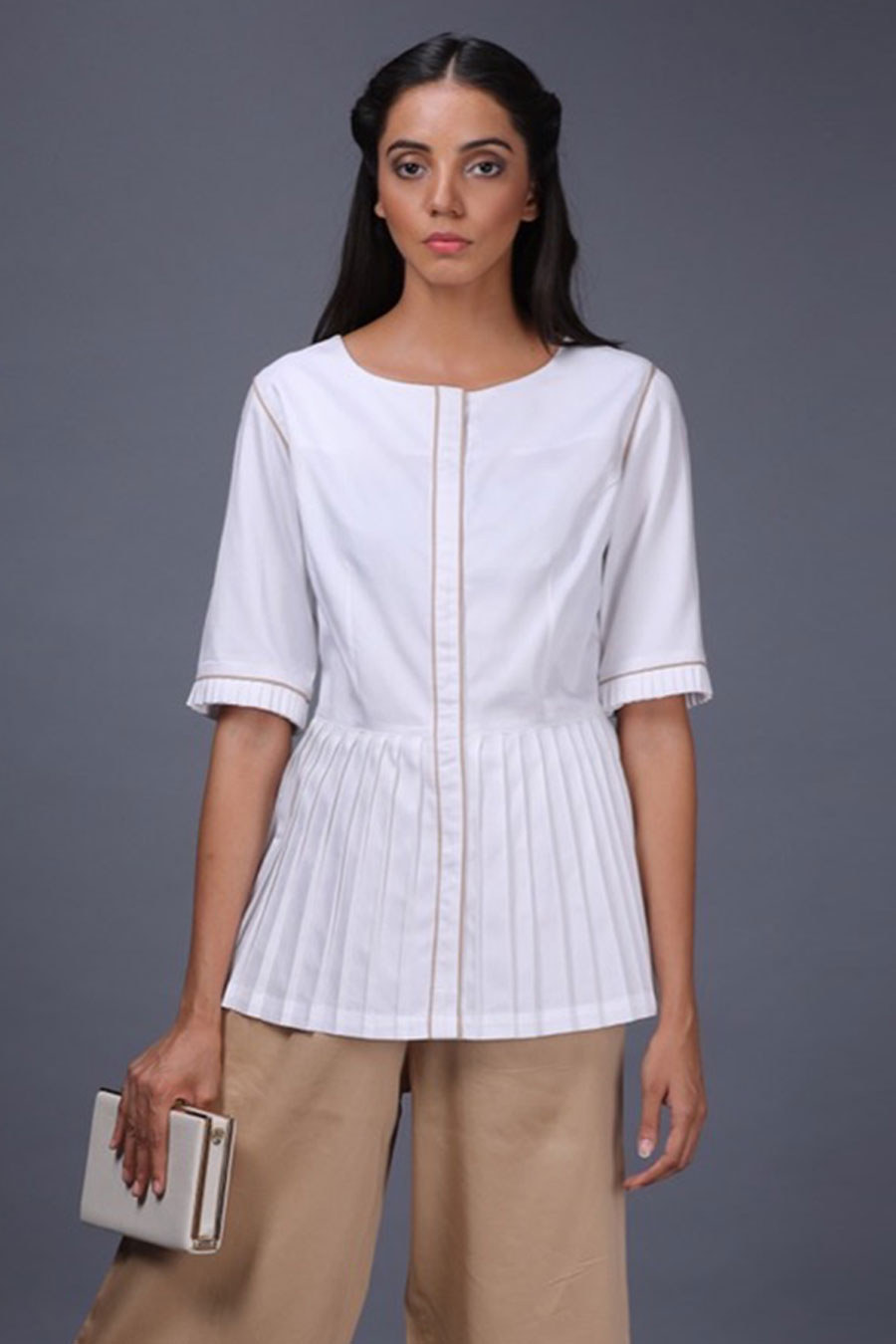 White Peplum Shirt Top