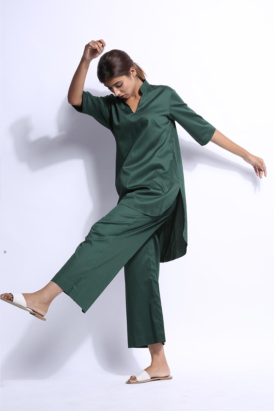 Green High-Low Tunic Top