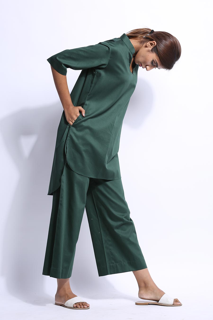 Green High-Low Tunic Top