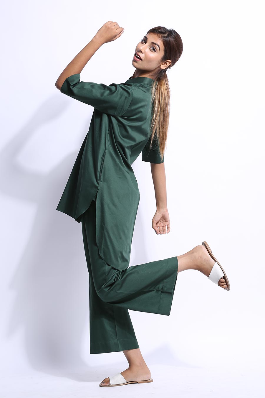 Green High-Low Tunic Top