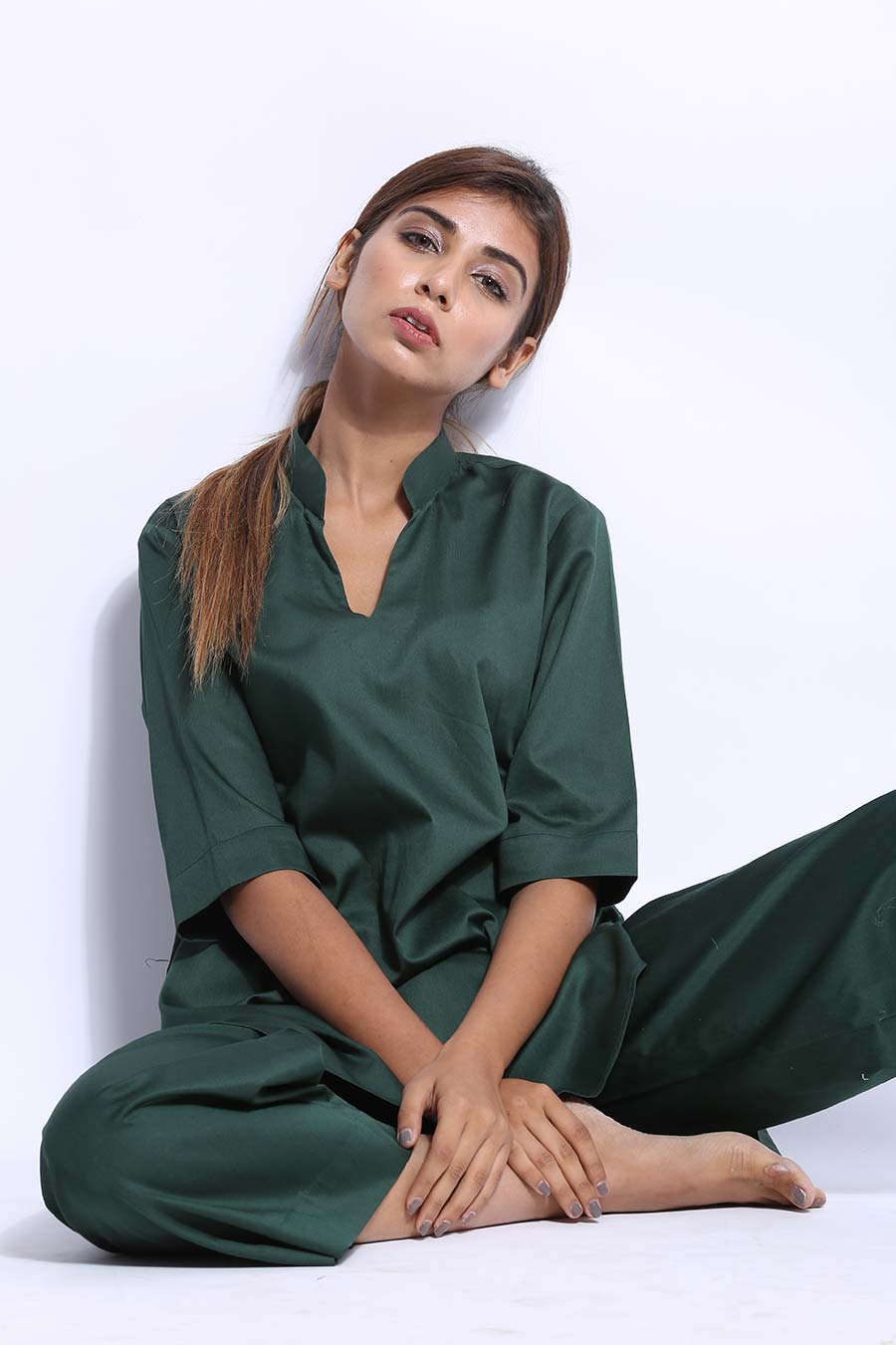 Green High-Low Tunic Top