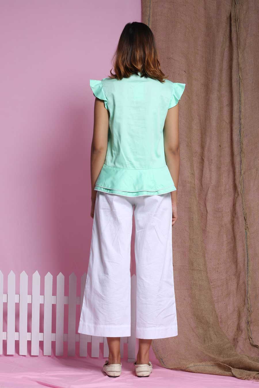 Mint Waterfall Double Drape Top