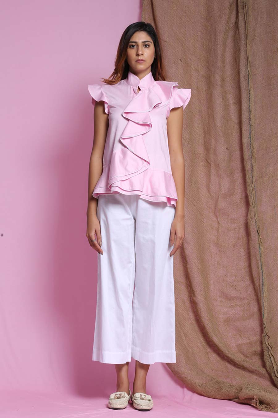 Pink Waterfall Double Drape Top