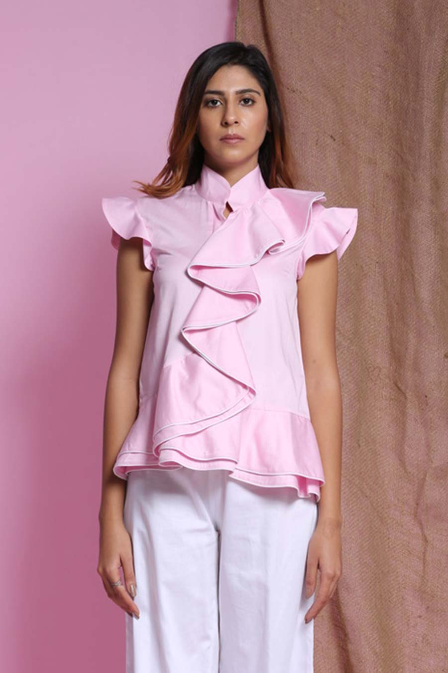 Pink Waterfall Double Drape Top