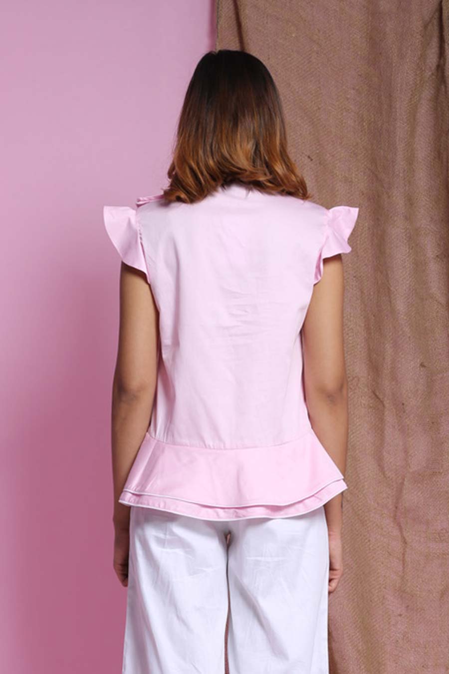 Pink Waterfall Double Drape Top