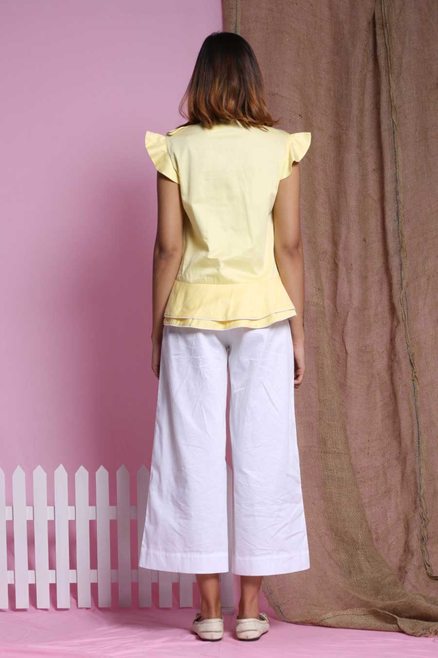 Yellow Waterfall Double Drape Top