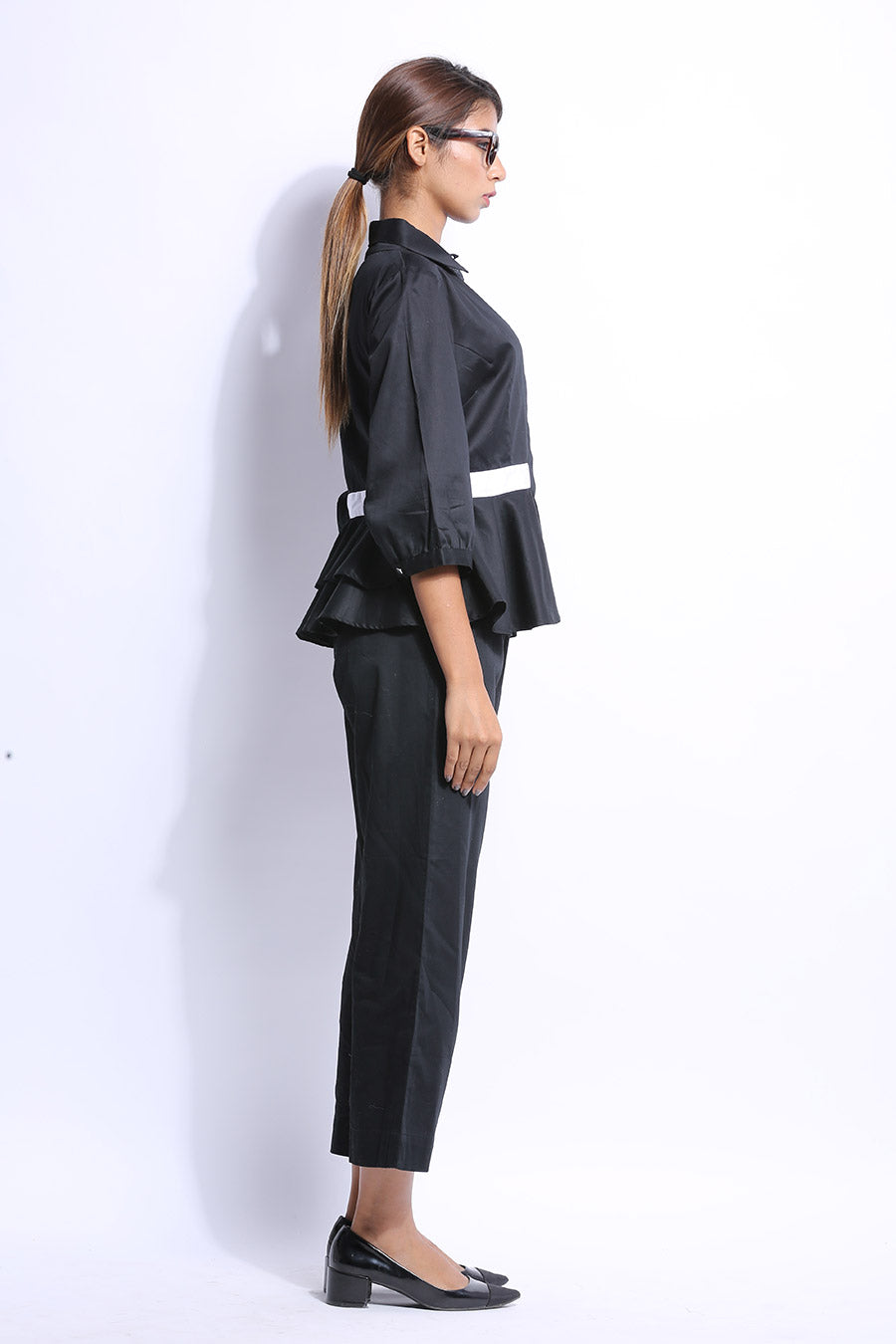 Circular Peplum Gathered Shirt