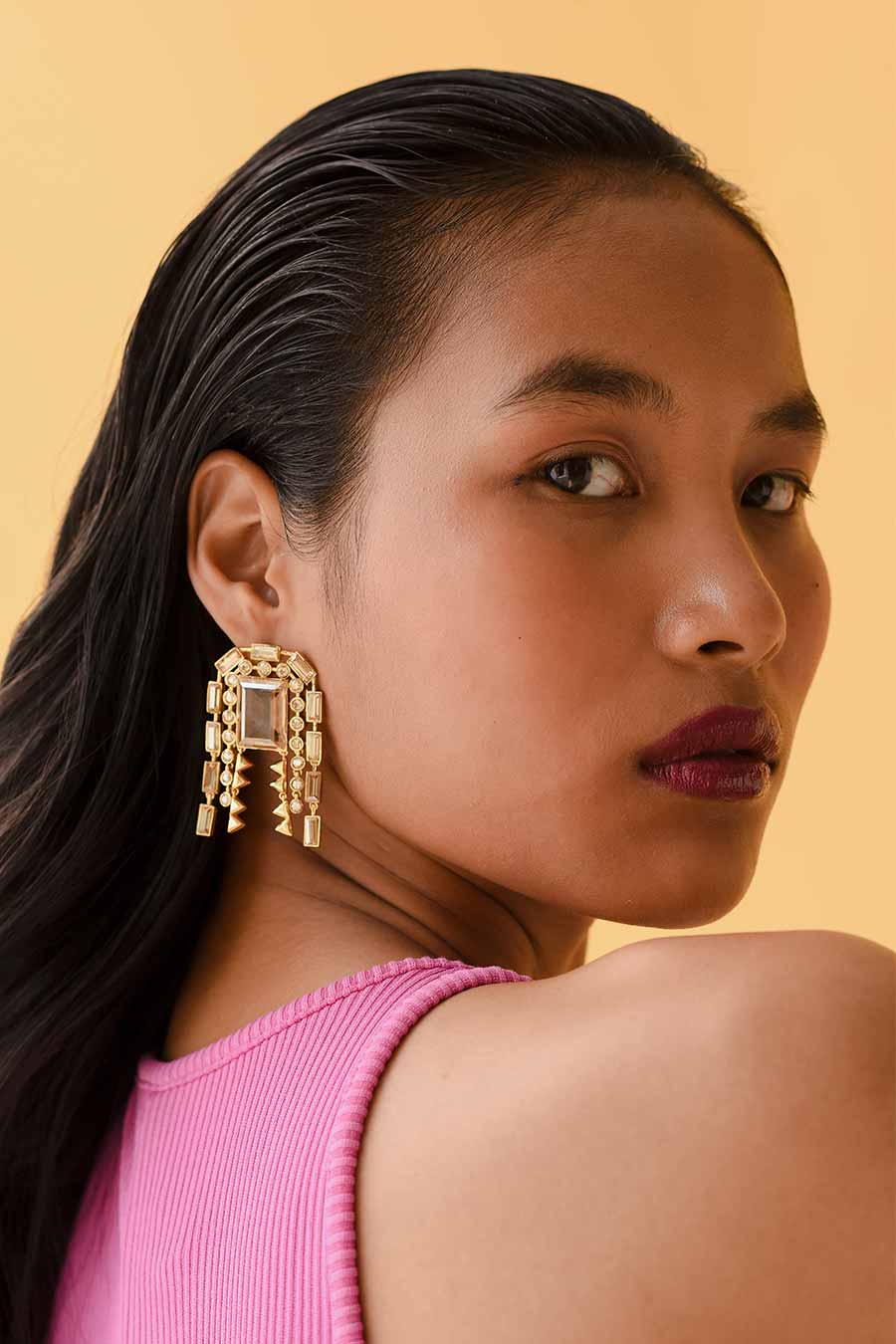 Shop Butterfly Wings Gold Swarovski Earrings by ESME CRYSTALS at