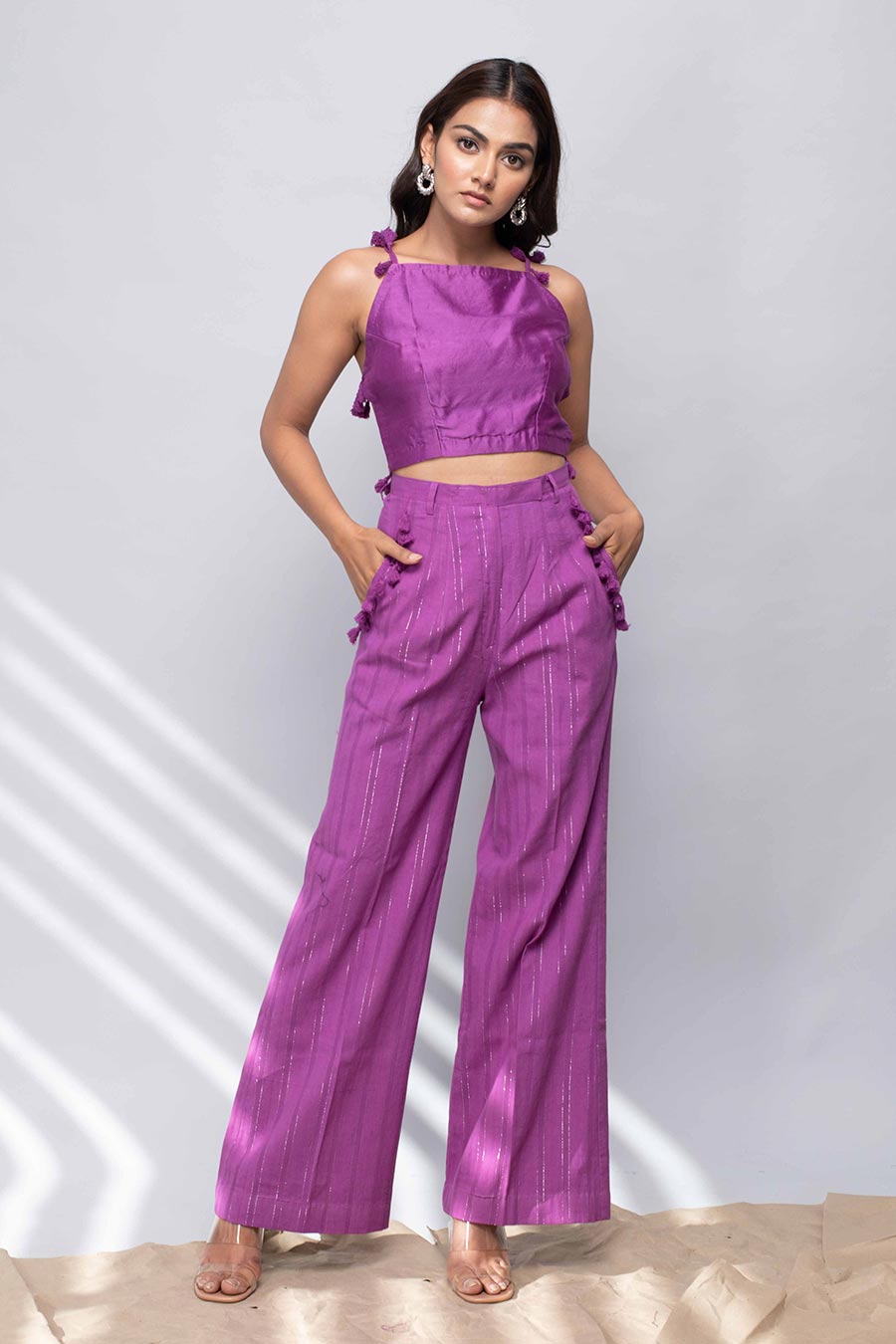 Pant set with crop top top