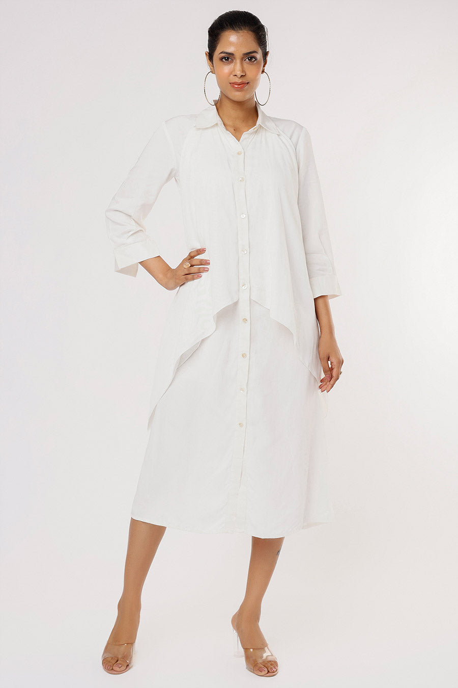 White layered shirt dress store