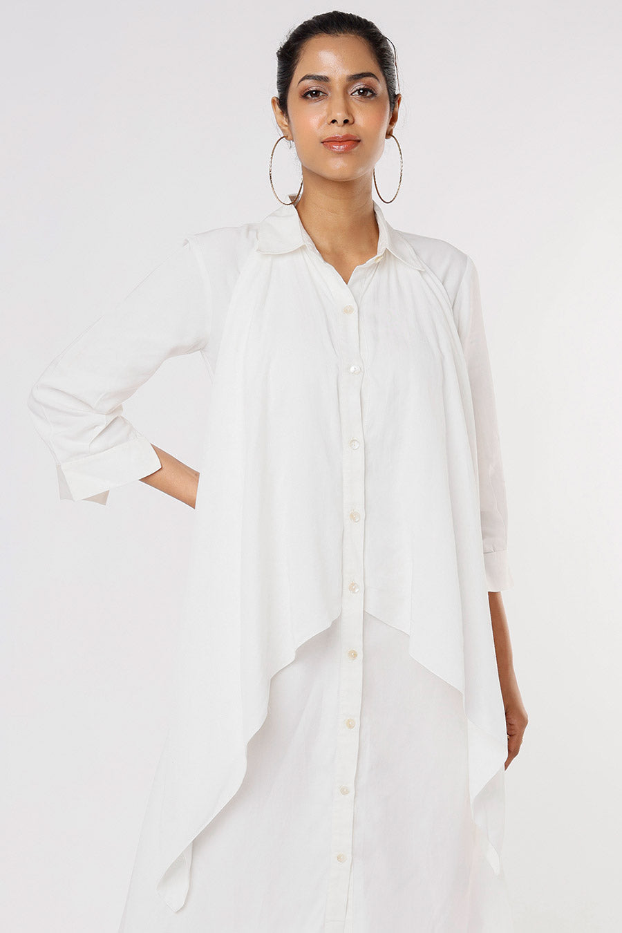 White Layered Shirt Dress