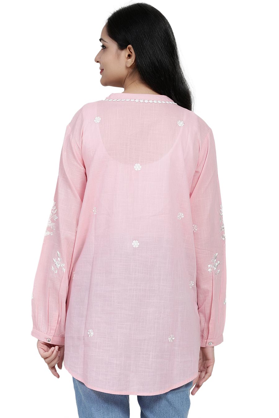 Pink Cotton Embroidered Top