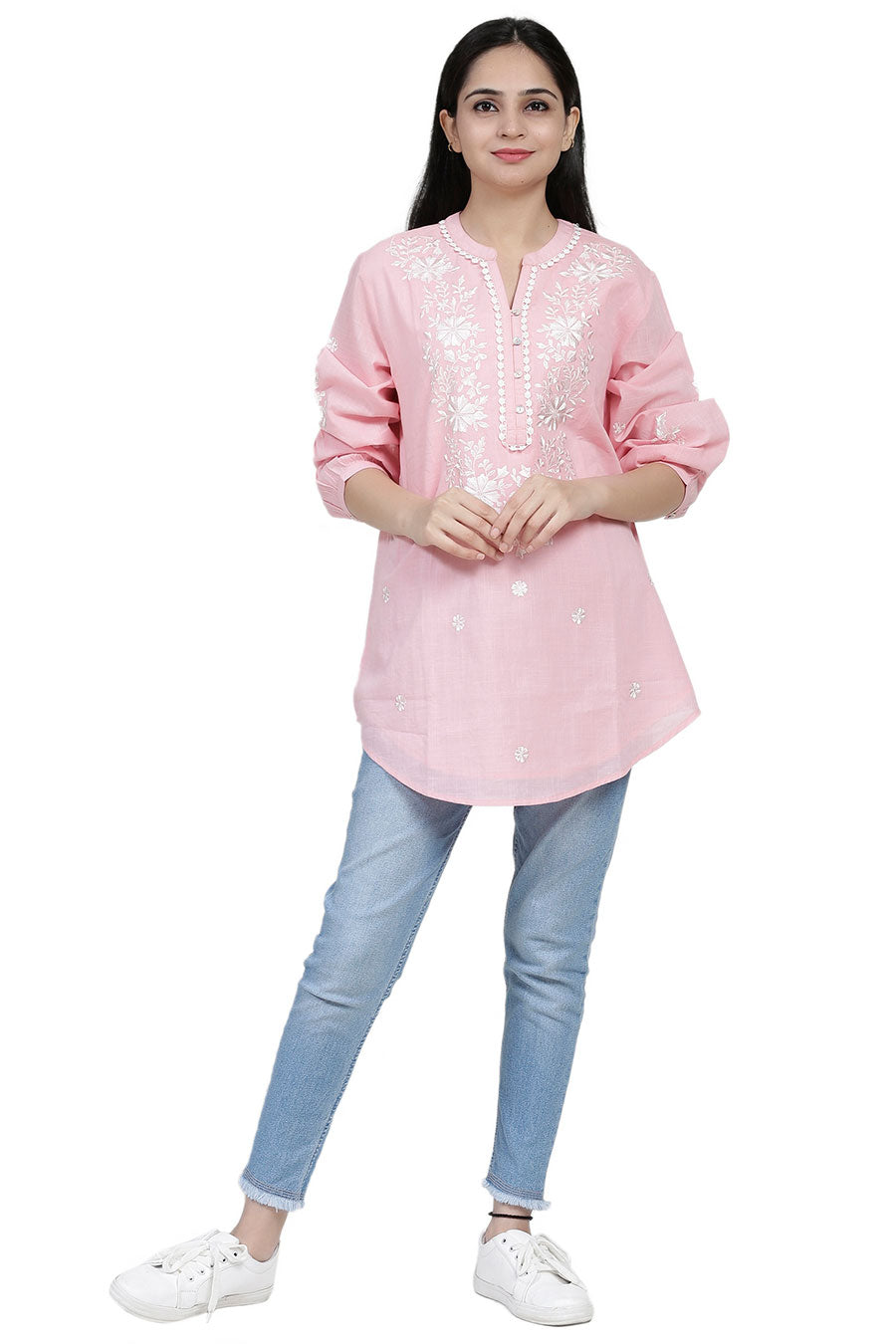 Pink Cotton Embroidered Top
