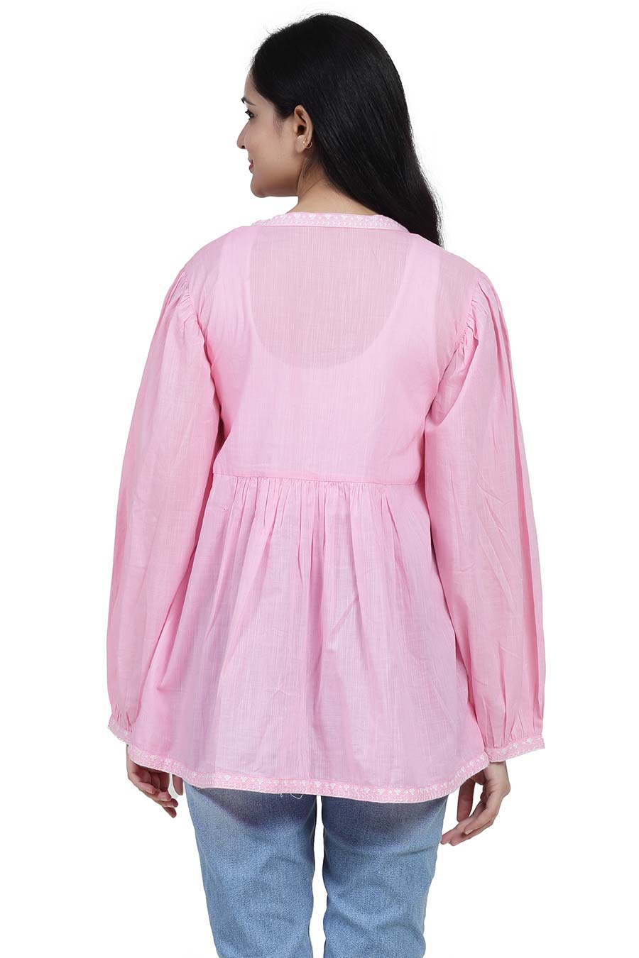 Pink Cotton Embroidered Top