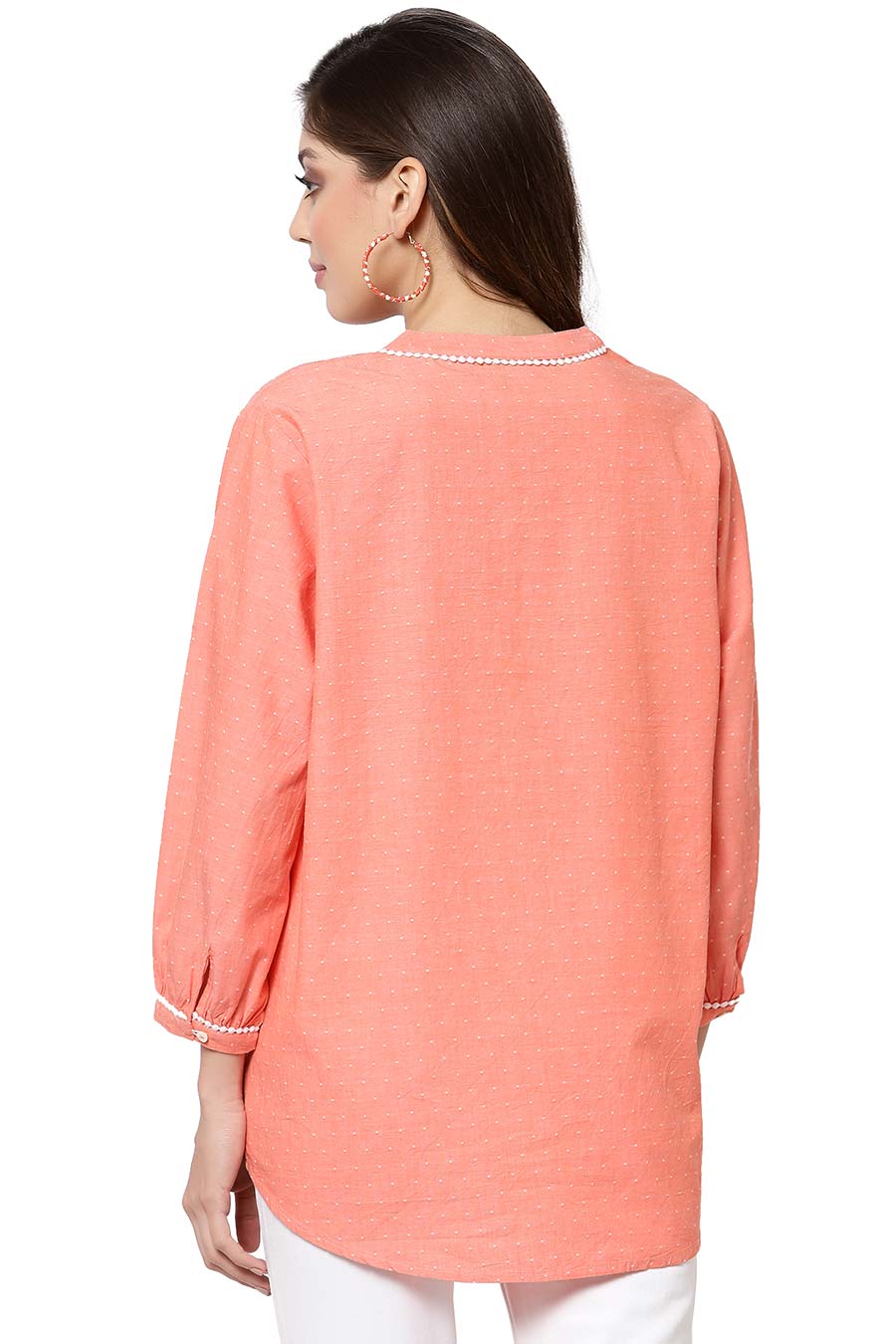 Orange Cotton Embroidered Top