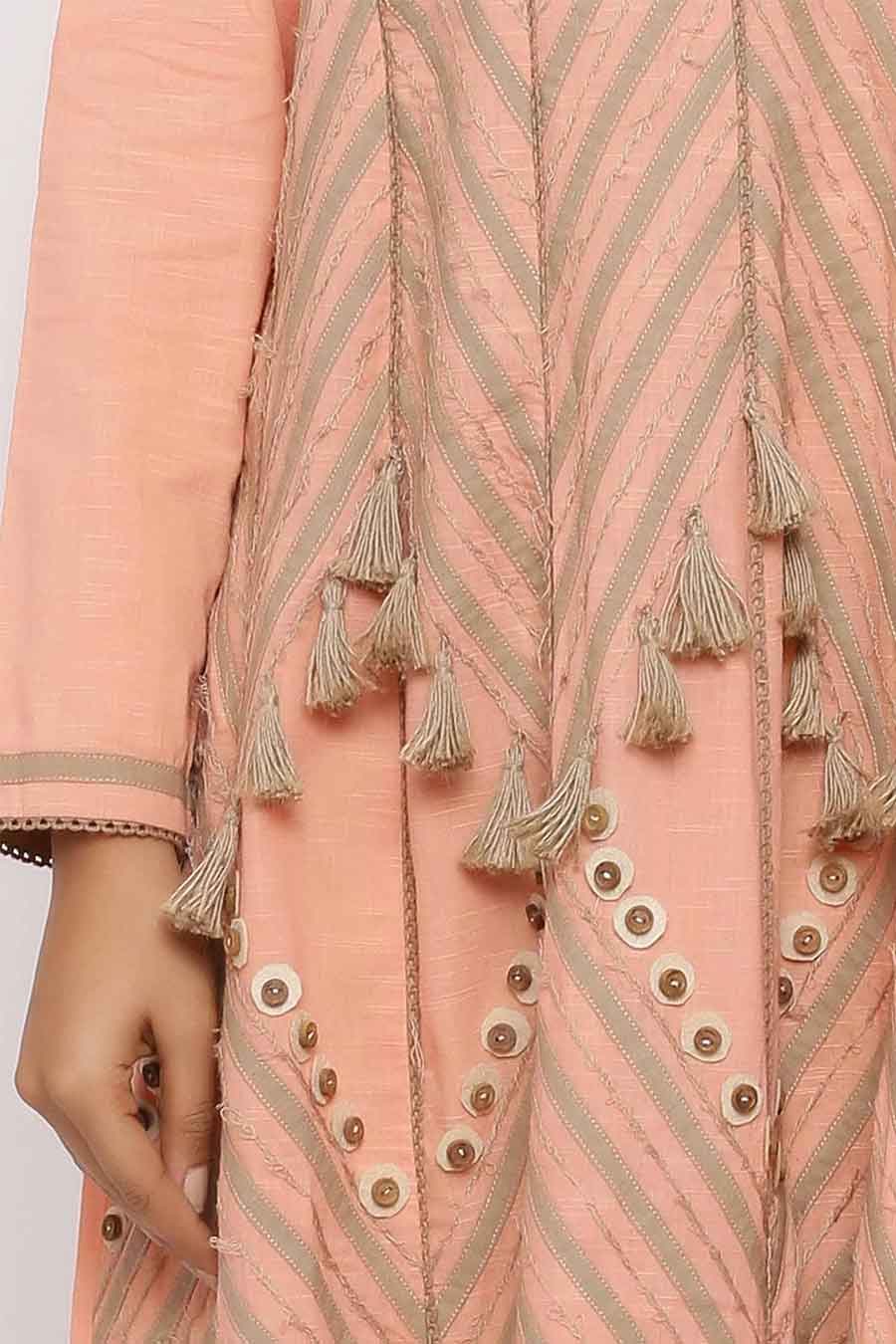 Embroidered Tassel Tale Blush Dress