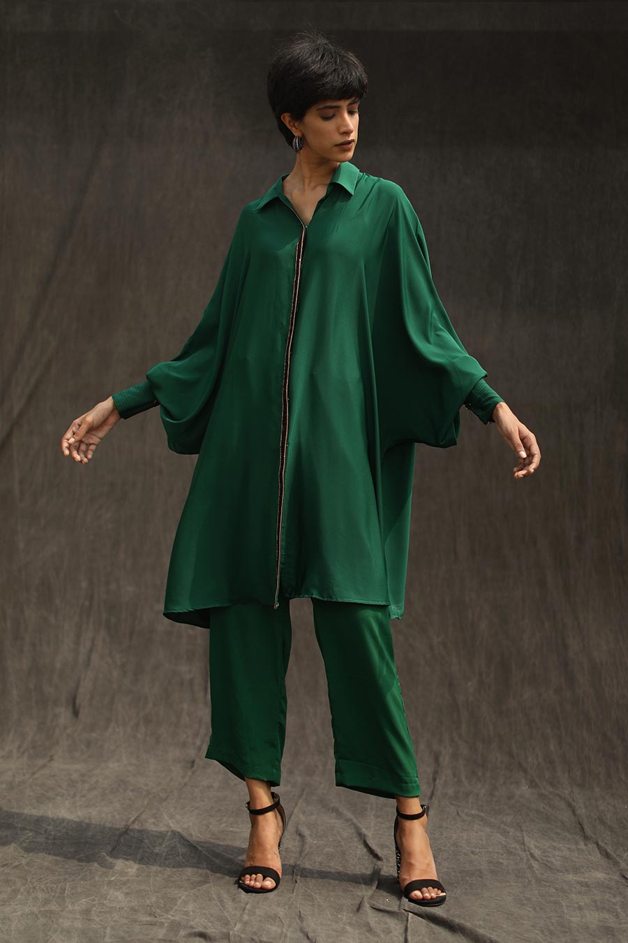 Lush Green Tape Cuff Shirt & Pant Set