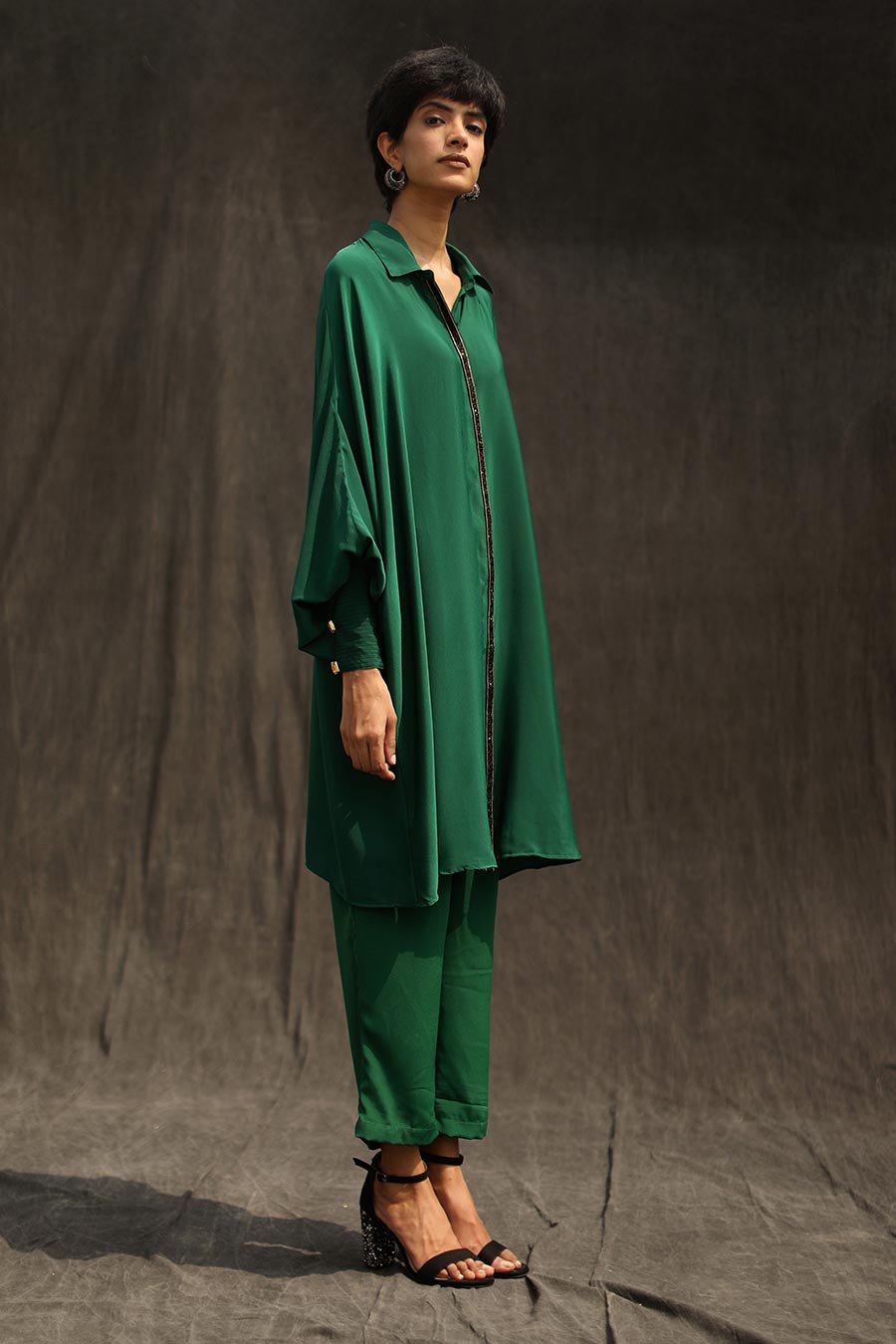 Lush Green Tape Cuff Shirt & Pant Set