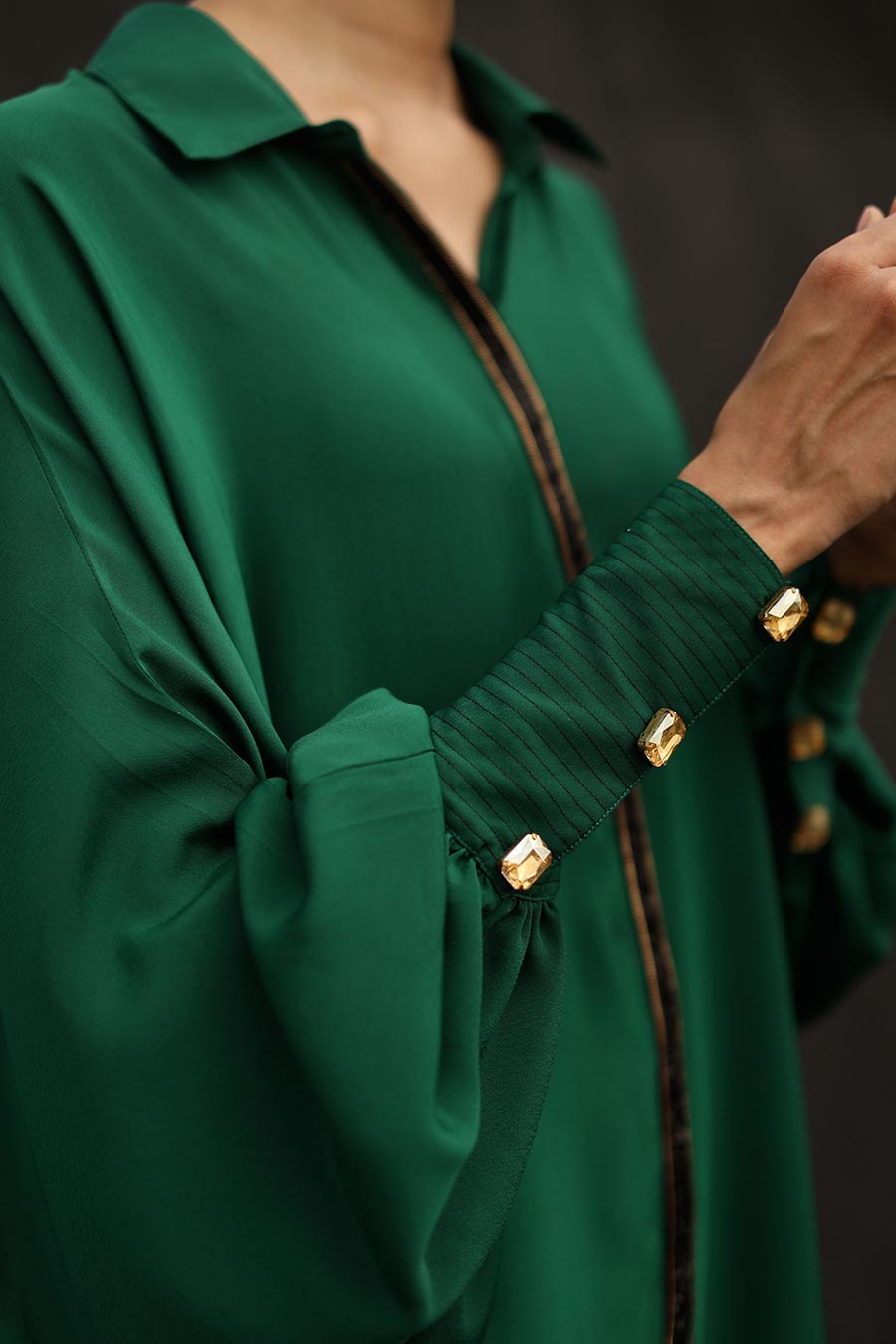 Lush Green Tape Cuff Shirt & Pant Set