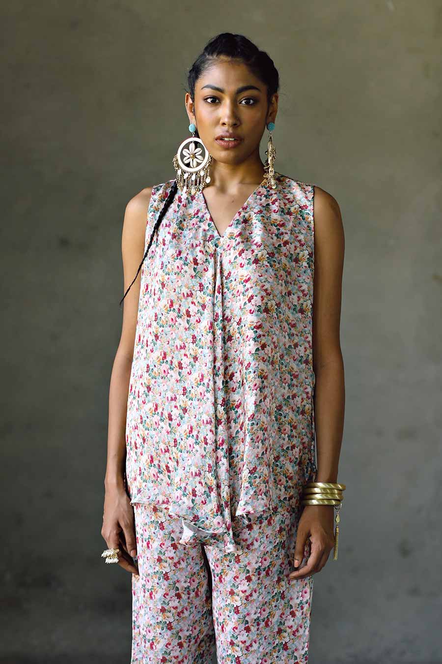 Pink Floral Milano SL Bias Top