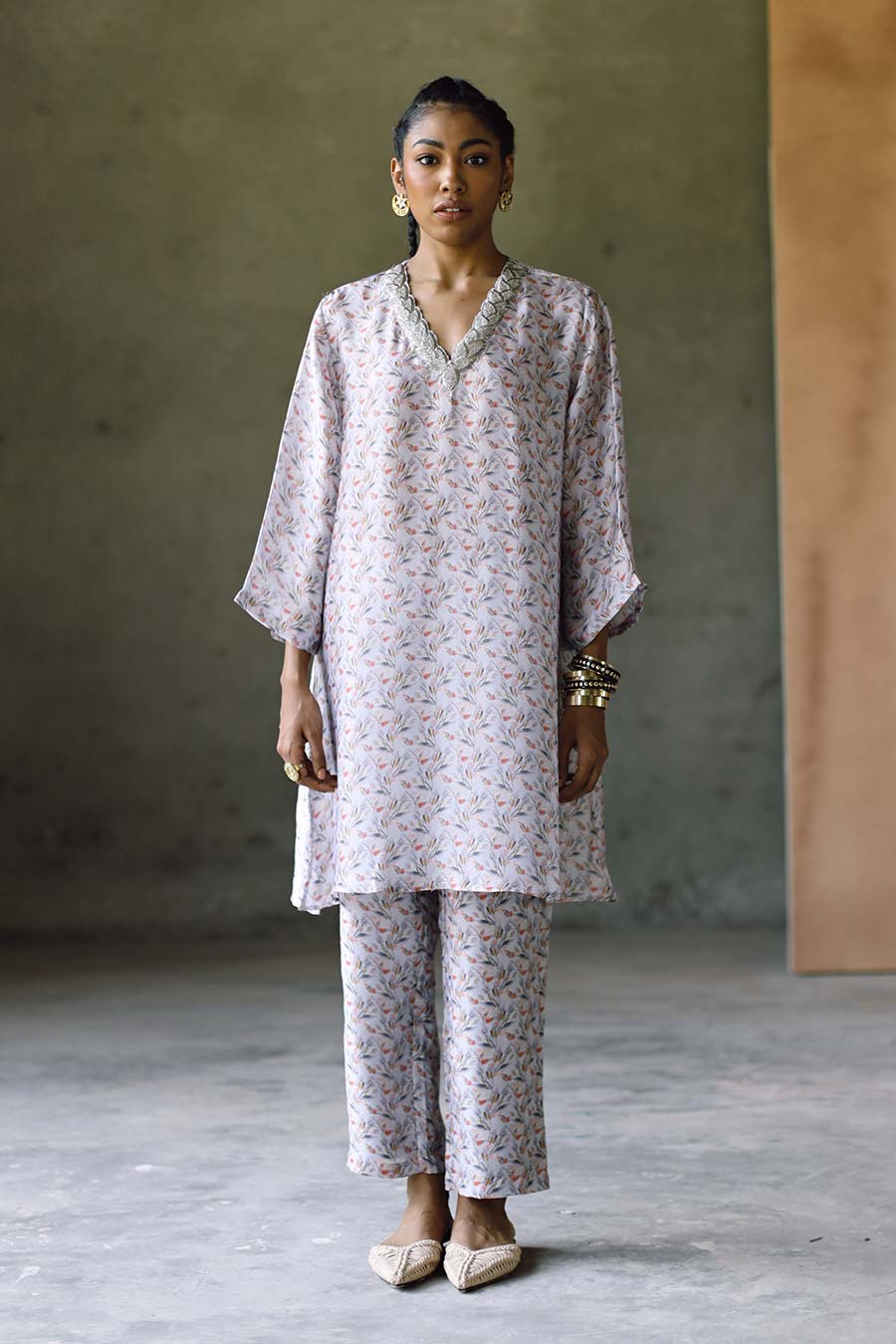 Oxford Embroidered Kurta & Pant Co-Ord Set