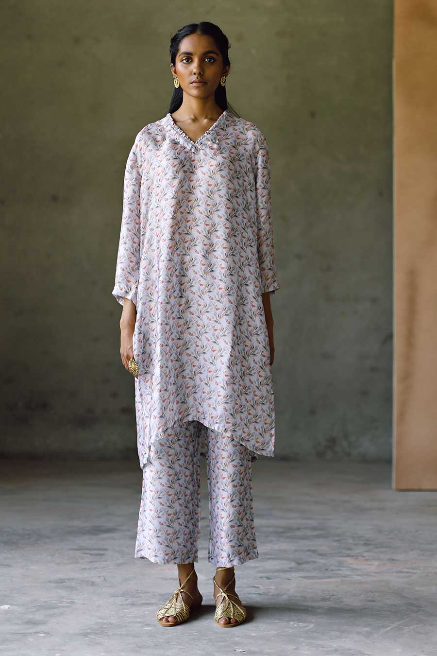 Oxford Frill Kurta & Pant Co-Ord Set