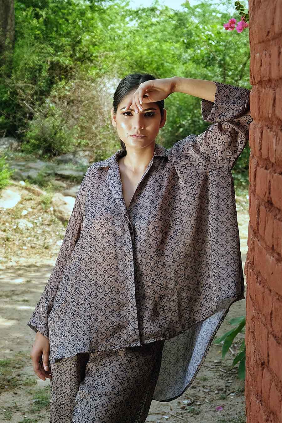 Heart Print Shirt & Pant Co-Ord Set
