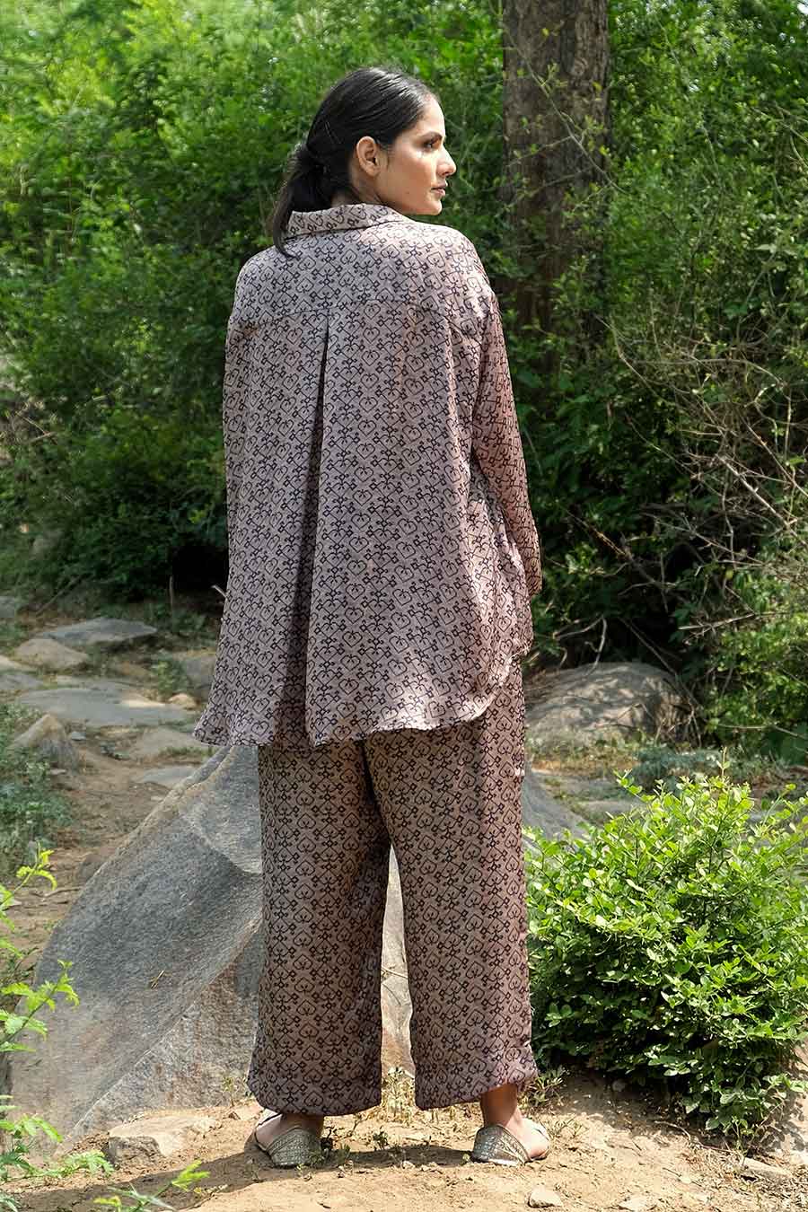 Heart Print Shirt & Pant Co-Ord Set
