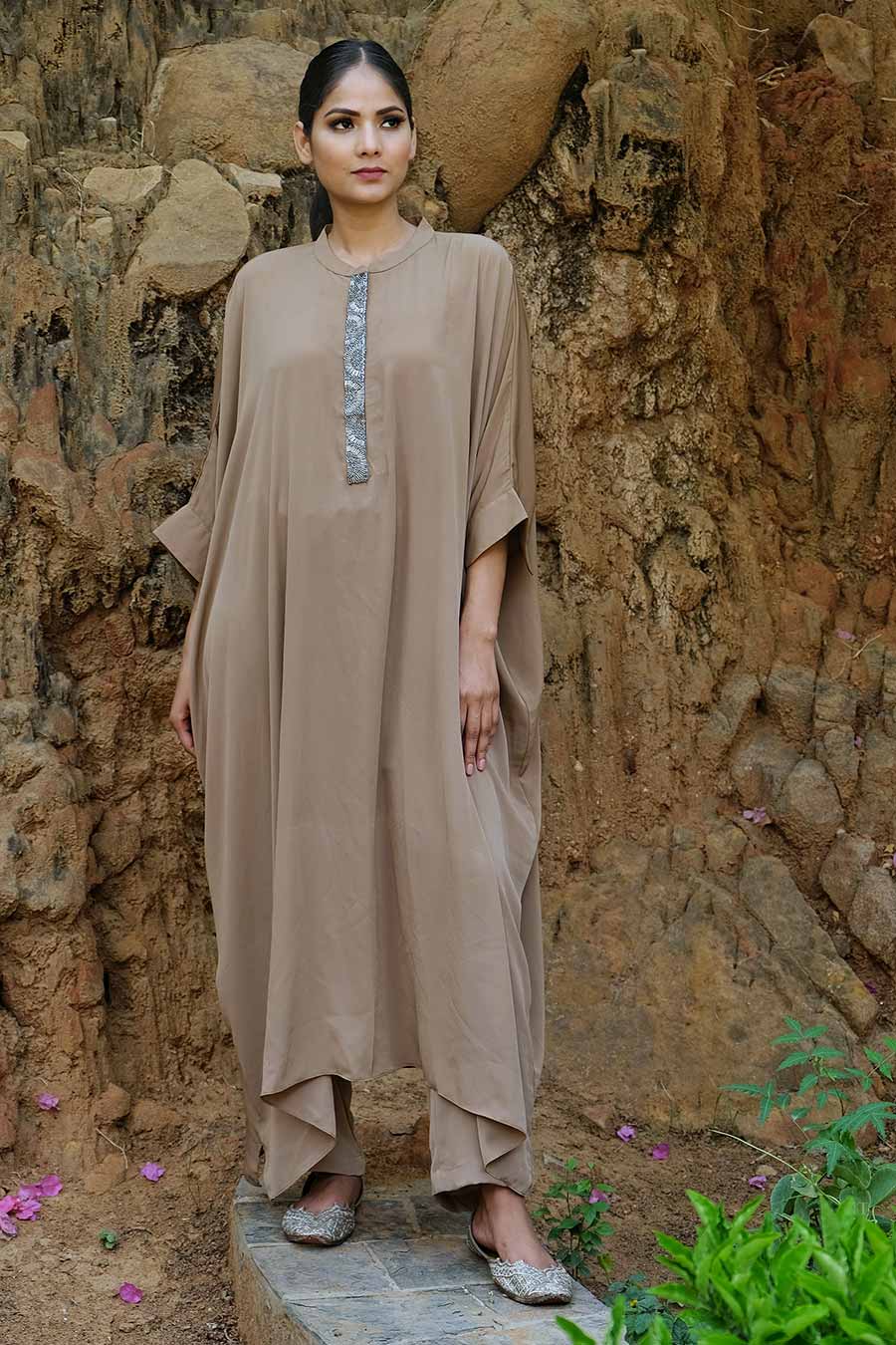 Beige Kaftan & Pant Co-Ord Set