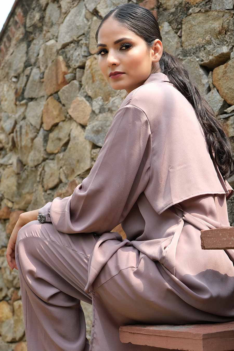 Lilac Trench Shirt & Pant Co-Ord Set