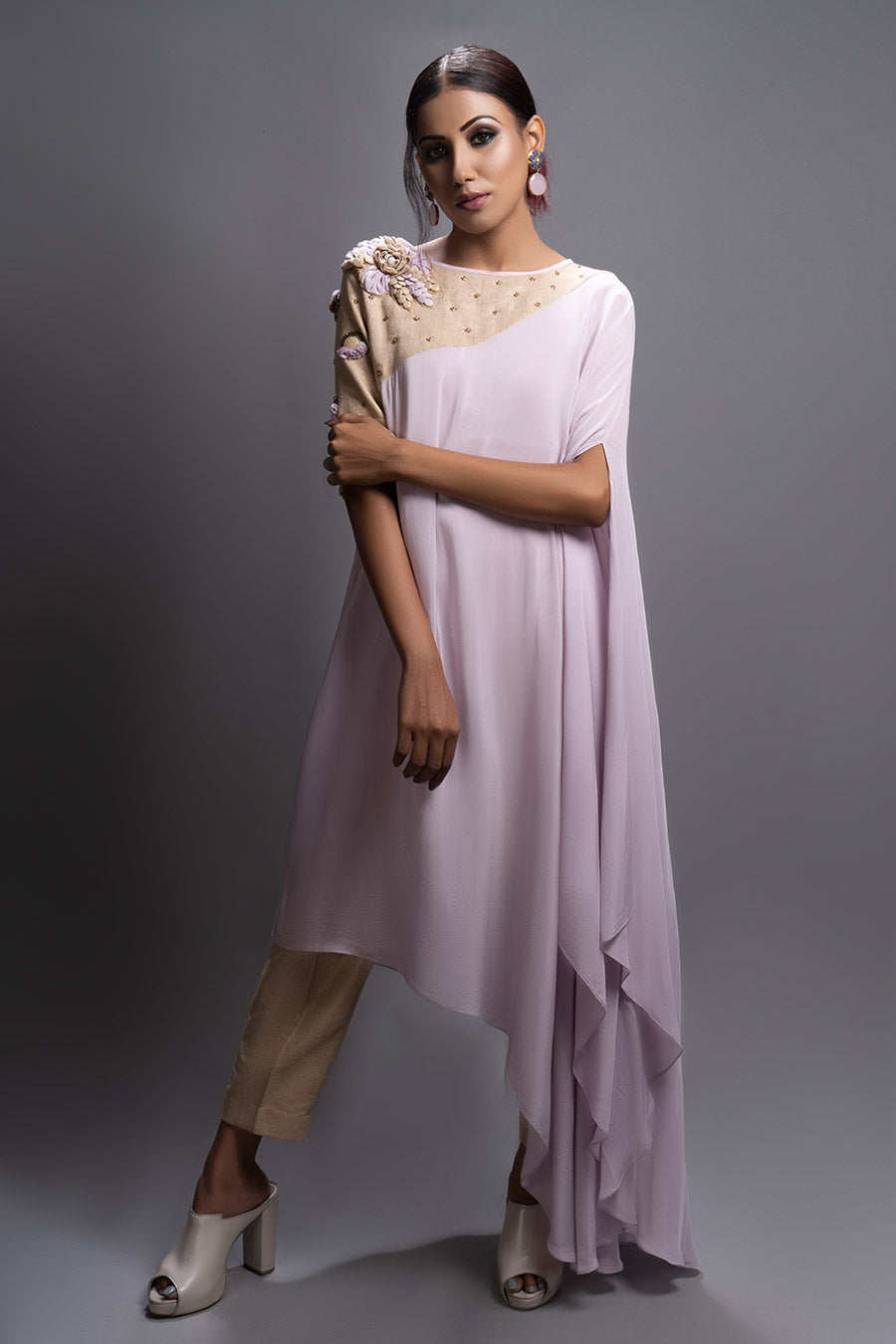 Lavender Drape Tunic & Pants Co-Ord Set