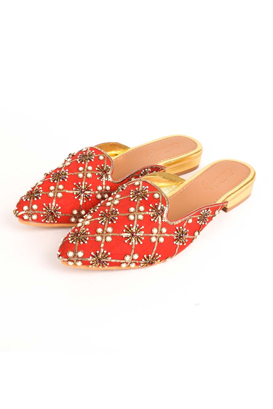 Embroidered on sale flat mules