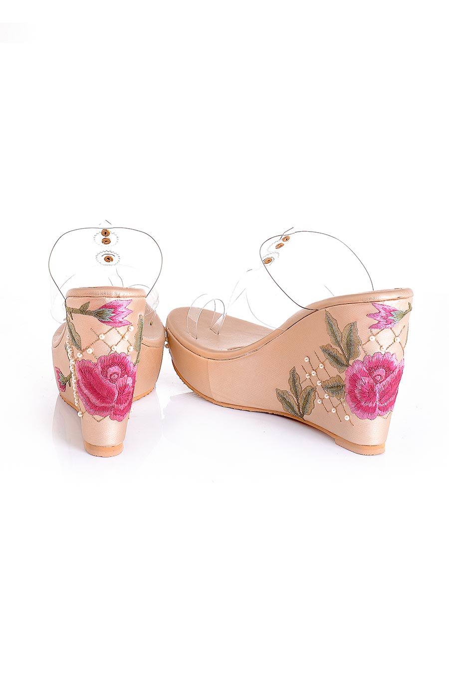 Fiona Gold Transparent Kolhapuri Wedges