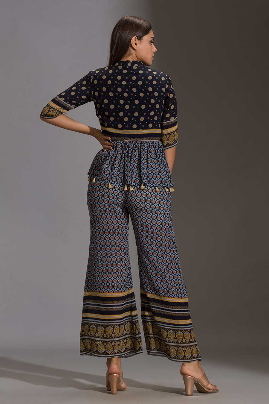 Blue Peplum Top and Palazzo Co-Ord Set