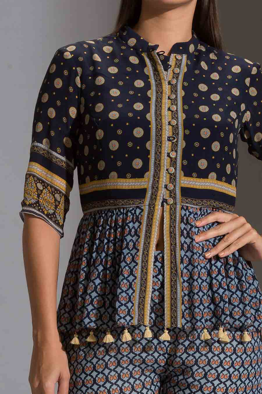 Blue Peplum Top and Palazzo Co-Ord Set