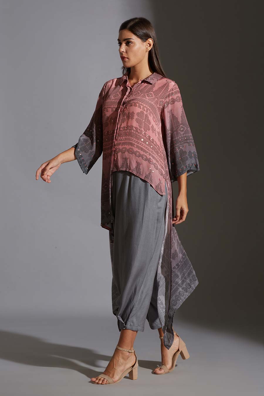 Asymmetric Shirt Tunic & Dhoti Pant Set