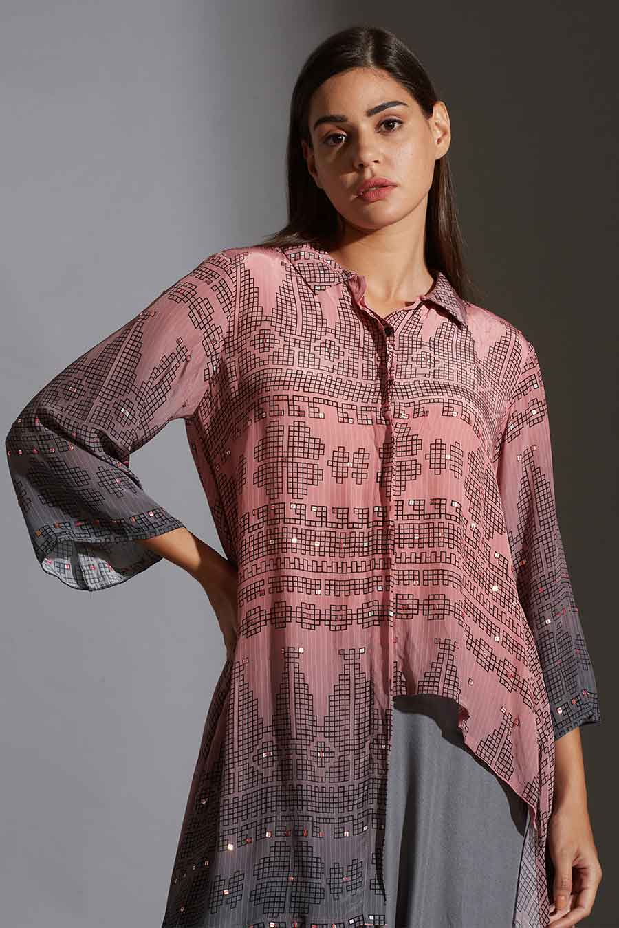 Asymmetric Shirt Tunic & Dhoti Pant Set
