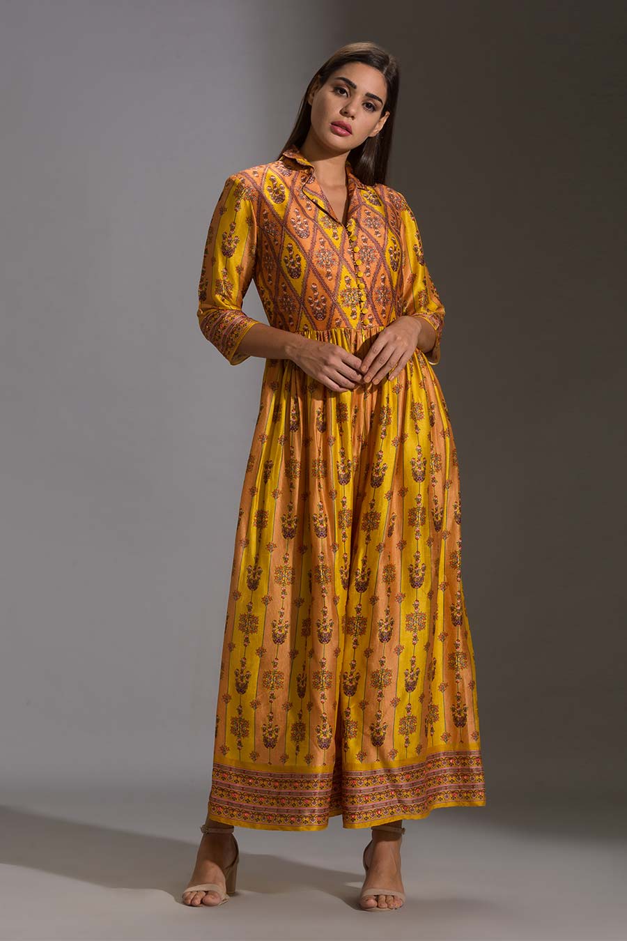 Yellow Printed Silk Jumpsuit