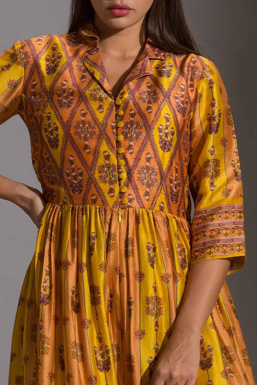 Yellow Printed Silk Jumpsuit