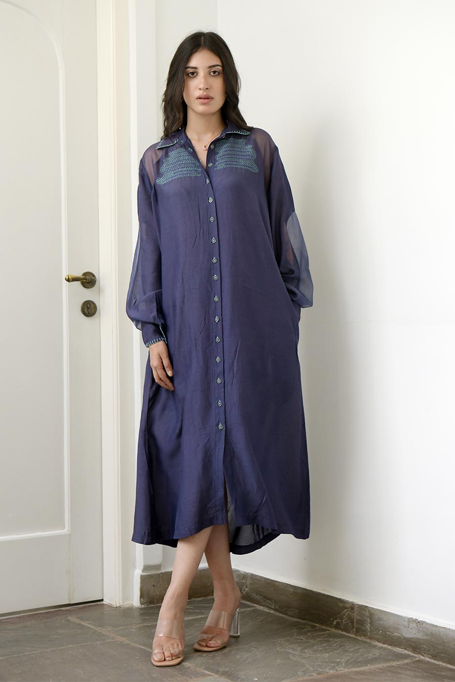 Indie Trance Blue Shirt Dress